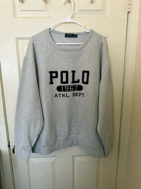 Ralph Lauren Polo 1967 Athletic Department Logo Crewneck Sweatshirt Gray 2XB.